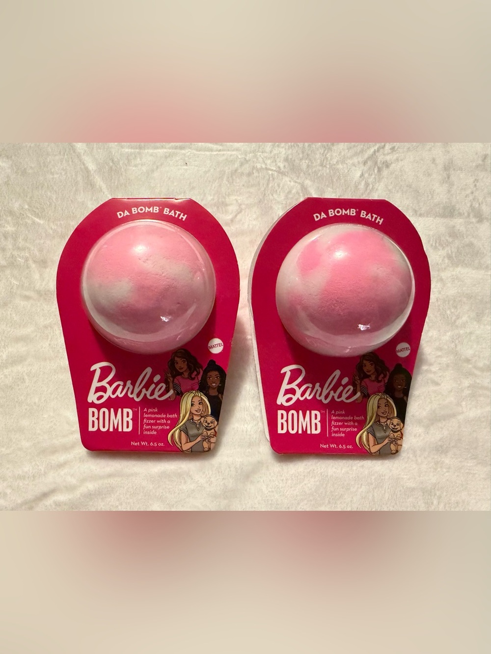 2 Barbie Pink Bath Bombs - Bath Fizzers